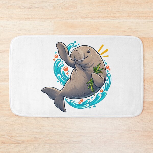 Item preview, Cheerful Dugong with Seagrass Ocean Cartoon designed and sold by RAX Mirth Studio.