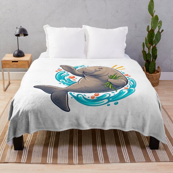 Item preview, Cheerful Dugong with Seagrass Ocean Cartoon designed and sold by RAX Mirth Studio.