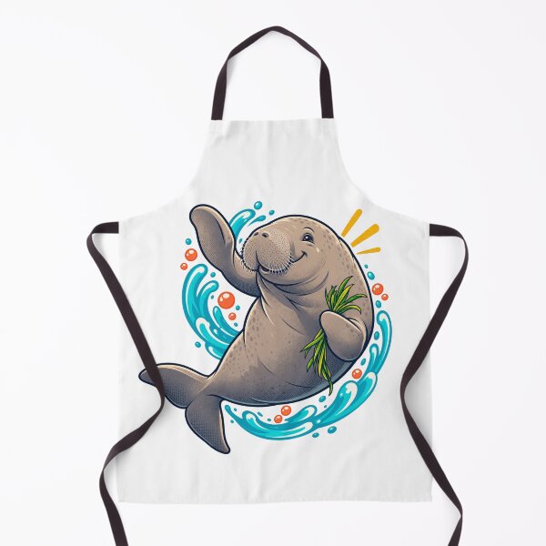 Item preview, Cheerful Dugong with Seagrass Ocean Cartoon designed and sold by RAX Mirth Studio.