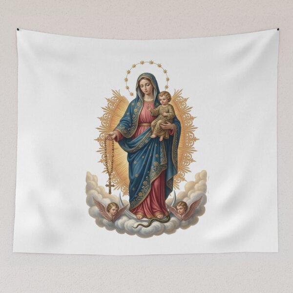 Item preview, Virgin of the Rosary with Child Jesus Catholic Art designed and sold by MantoSagrado.
