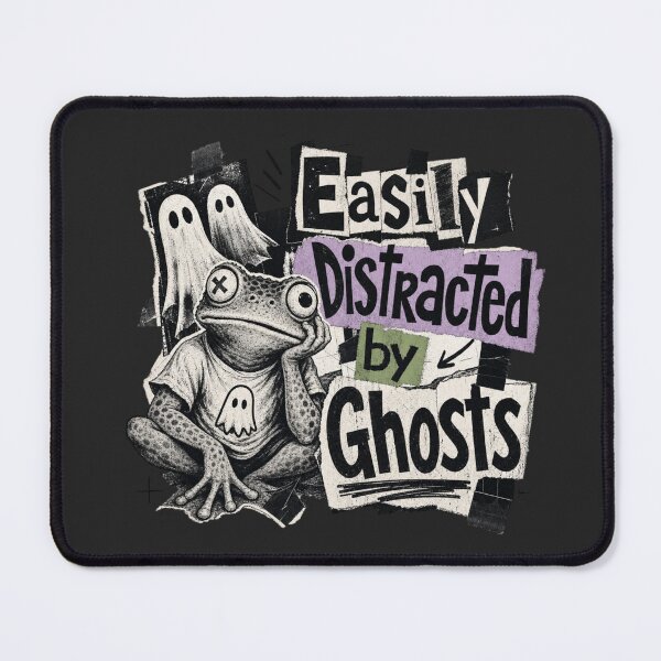 Item preview, Easily Distracted By Ghosts Frog Vintage Zine T-Shirt | Funny Grunge Toad Paper Collage Spooky Halloween Gift designed and sold by illeN-Art-World.