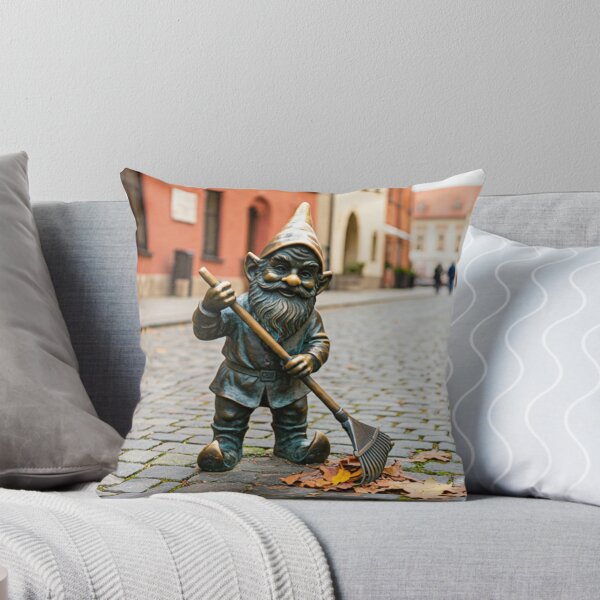 Item preview, Gnome Raking Leaves Art Print – Fall Chores Gift, Poland Travel Decor designed and sold by Purrfecta.