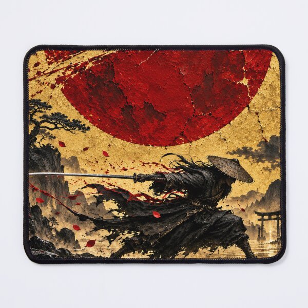 Item preview, Lunging Dark Samurai beneath a Slashed Red Sun designed and sold by MouradStudio.