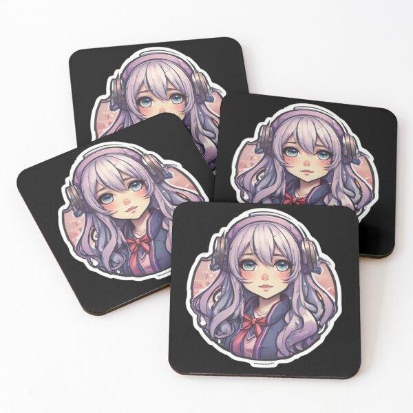 Item preview, Kawaii Music Girl | Purple Hair Anime Headphones designed and sold by bella-rosa87.