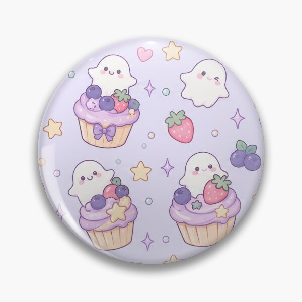 Item preview, Kawaii Ghost Berry Cupcake Pastel Pattern designed and sold by Soft Berry Studio.