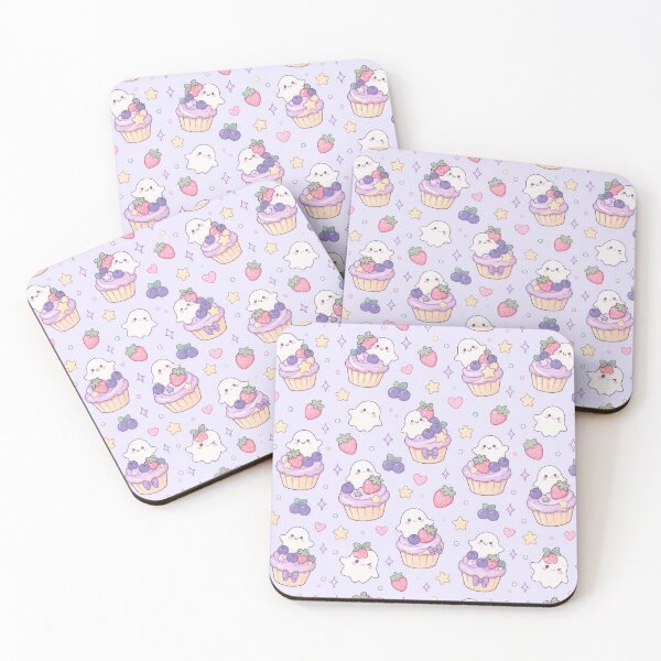 Item preview, Kawaii Ghost Berry Cupcake Pastel Pattern designed and sold by Soft Berry Studio.