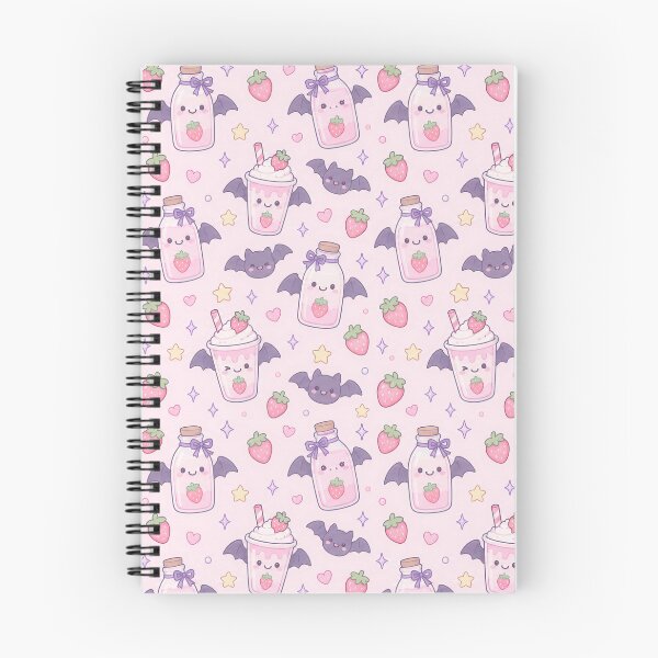 Item preview, Kawaii Bat Strawberry Milk Pastel Pattern designed and sold by Soft Berry Studio.