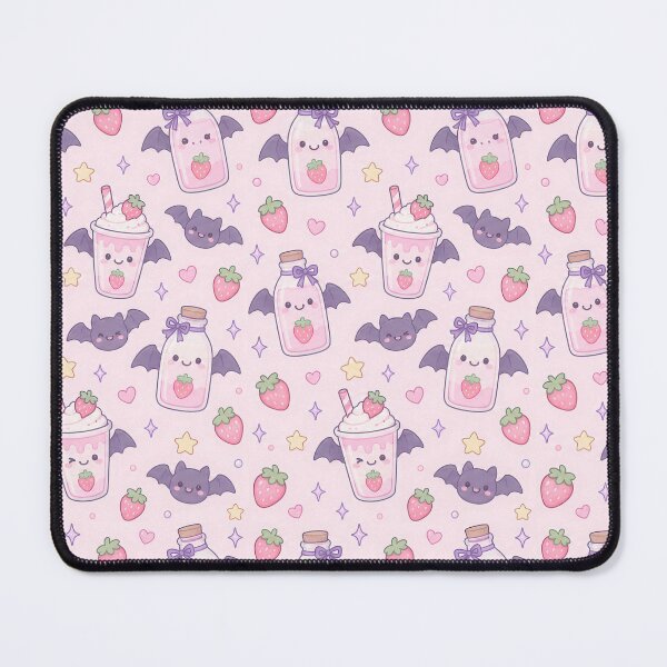 Item preview, Kawaii Bat Strawberry Milk Pastel Pattern designed and sold by Soft Berry Studio.