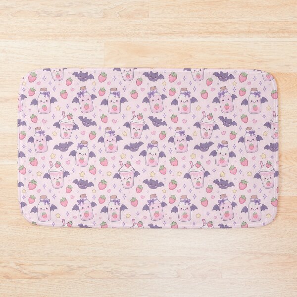 Item preview, Kawaii Bat Strawberry Milk Pastel Pattern designed and sold by Soft Berry Studio.