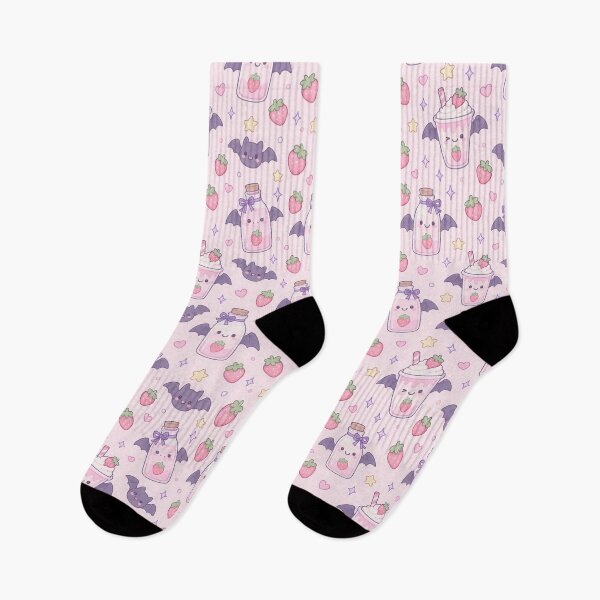 Item preview, Kawaii Bat Strawberry Milk Pastel Pattern designed and sold by Soft Berry Studio.