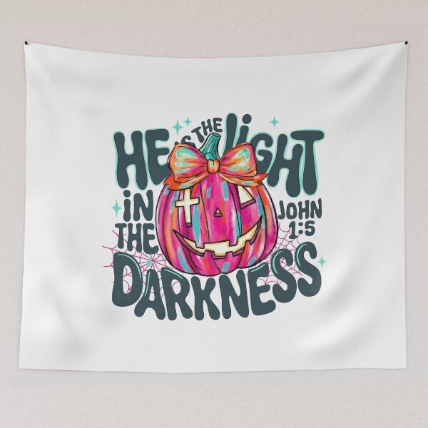 Item preview, Christian Halloween Pink Pumpkin He Is Light designed and sold by KroghDs.