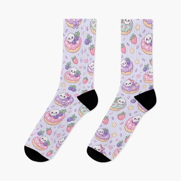 Item preview, Kawaii Skull Berry Donut Pastel Pattern designed and sold by Soft Berry Studio.