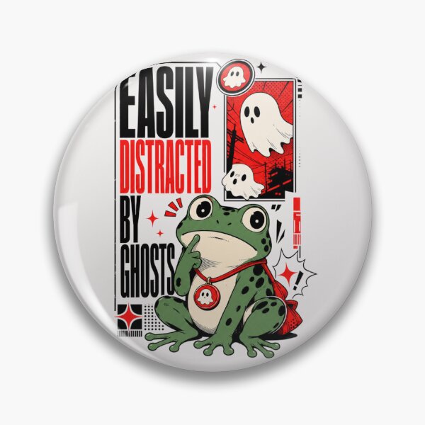 Item preview, Easily Distracted By Ghosts Frog Graphic Poster T-Shirt | Cute Anime Toad Red Black Comic Halloween Gift designed and sold by illeN-Art-World.