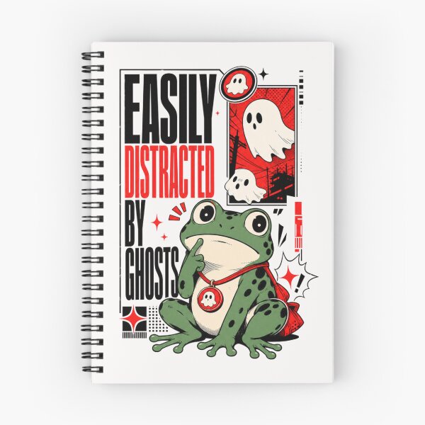Item preview, Easily Distracted By Ghosts Frog Graphic Poster T-Shirt | Cute Anime Toad Red Black Comic Halloween Gift designed and sold by illeN-Art-World.