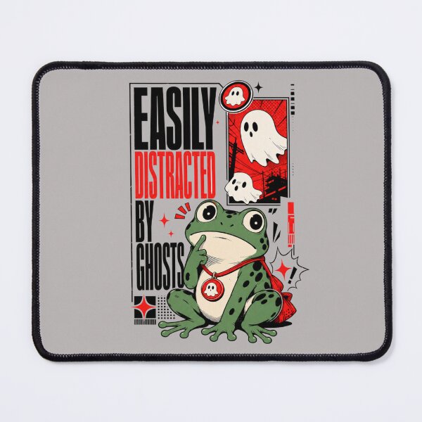 Item preview, Easily Distracted By Ghosts Frog Graphic Poster T-Shirt | Cute Anime Toad Red Black Comic Halloween Gift designed and sold by illeN-Art-World.