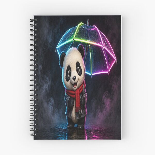 Item preview, Cute Panda with Neon Umbrella Art designed and sold by Breezes-of-Ida.