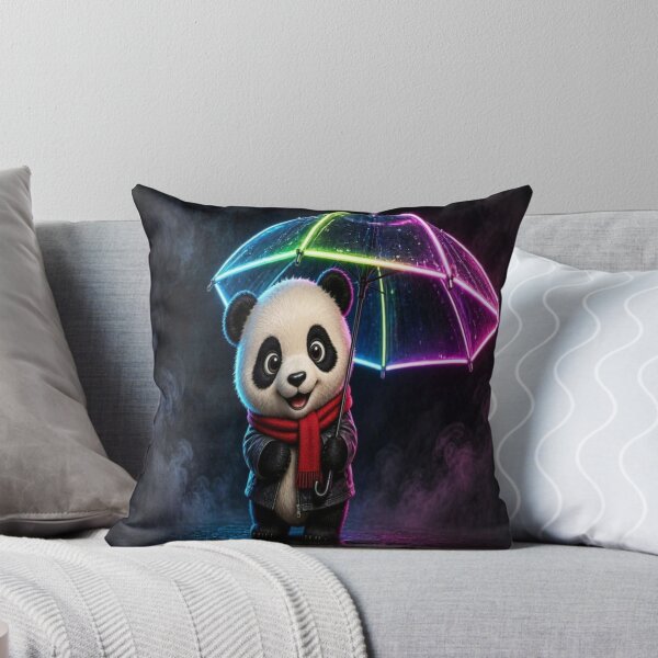 Item preview, Cute Panda with Neon Umbrella Art designed and sold by Breezes-of-Ida.