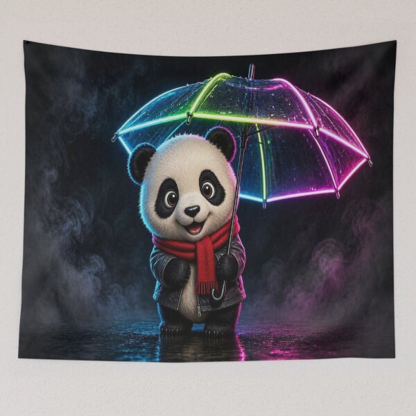 Item preview, Cute Panda with Neon Umbrella Art designed and sold by Breezes-of-Ida.