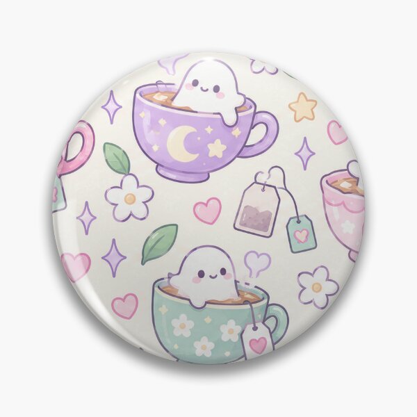 Item preview, Kawaii Ghost Tea Cup Pastel Pattern designed and sold by Soft Berry Studio.