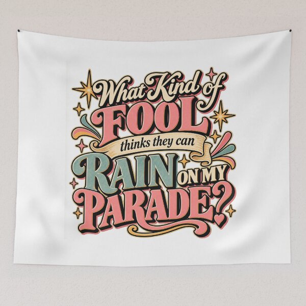 Item preview, Rain on My Parade Retro Typography designed and sold by Sandy's Cheeky Studio.