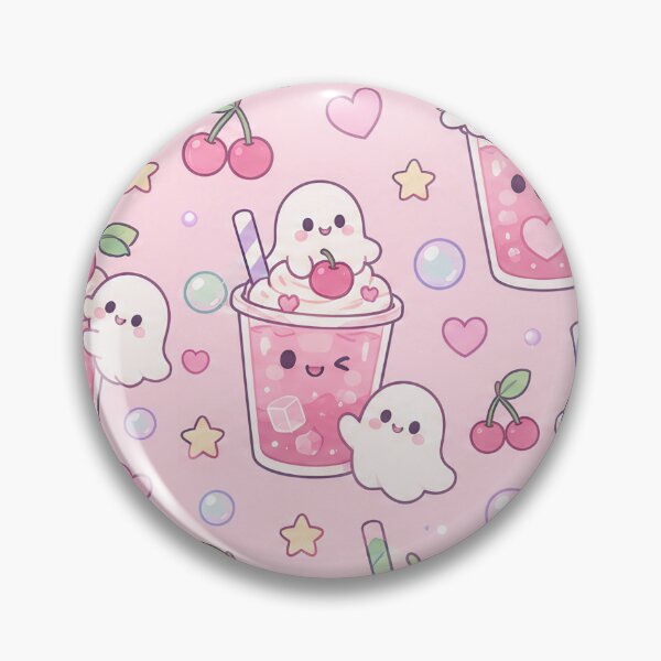 Item preview, Kawaii Ghost Cherry Soda Pastel Pattern designed and sold by Soft Berry Studio.