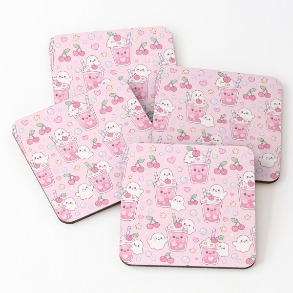 Item preview, Kawaii Ghost Cherry Soda Pastel Pattern designed and sold by Soft Berry Studio.