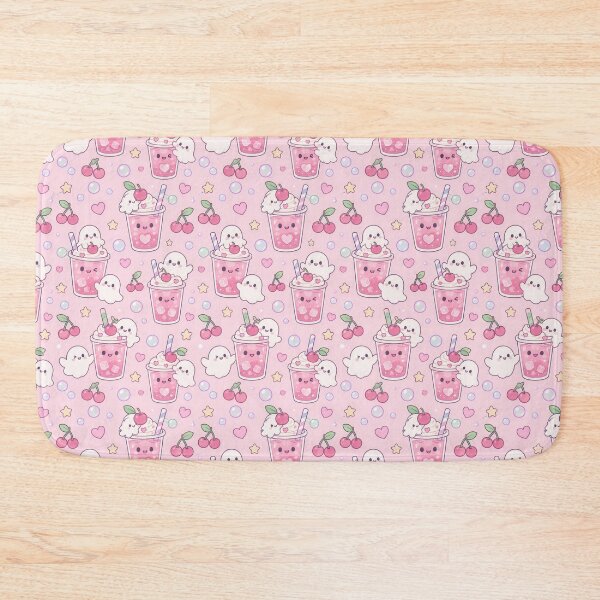 Item preview, Kawaii Ghost Cherry Soda Pastel Pattern designed and sold by Soft Berry Studio.