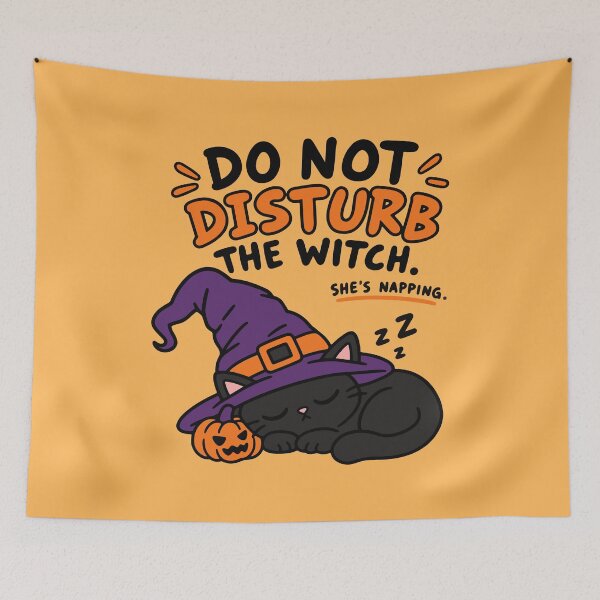 Item preview, Do Not Disturb the Witch – Sleeping Black Cat Halloween designed and sold by MewMade.