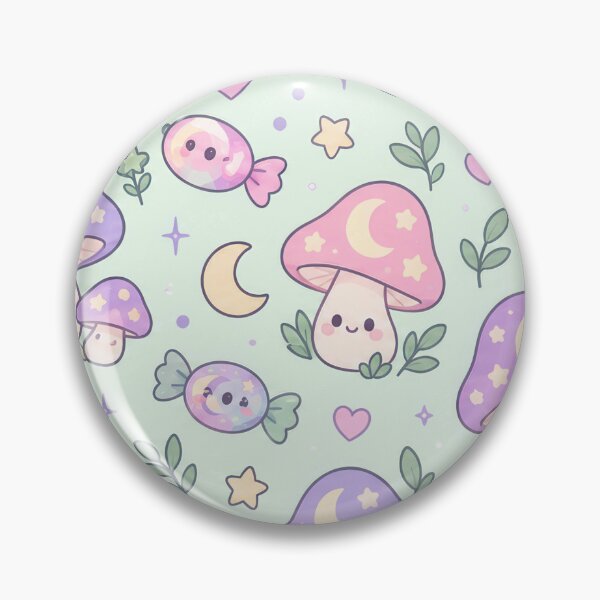 Item preview, Kawaii Moon Mushroom Candy Pastel Pattern designed and sold by Soft Berry Studio.