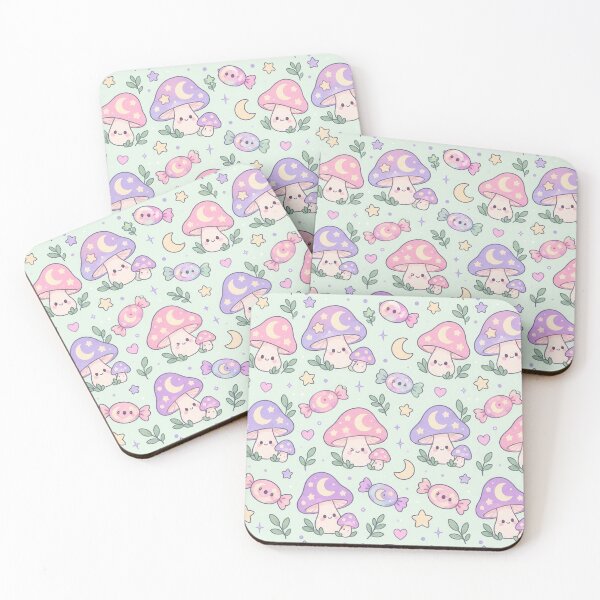 Item preview, Kawaii Moon Mushroom Candy Pastel Pattern designed and sold by Soft Berry Studio.