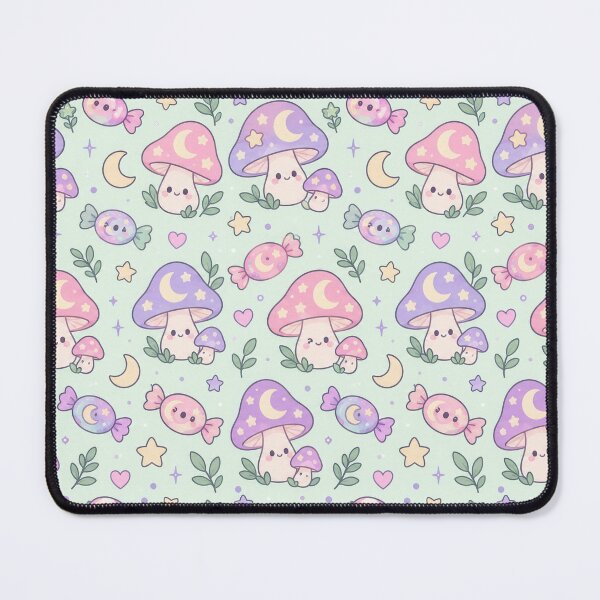 Item preview, Kawaii Moon Mushroom Candy Pastel Pattern designed and sold by Soft Berry Studio.