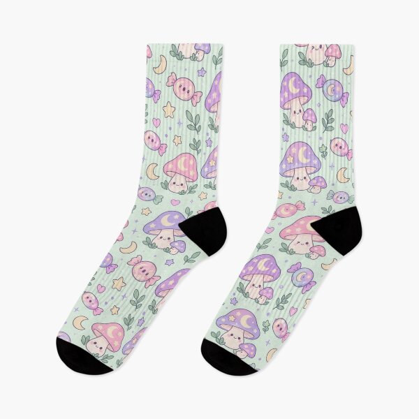 Item preview, Kawaii Moon Mushroom Candy Pastel Pattern designed and sold by Soft Berry Studio.