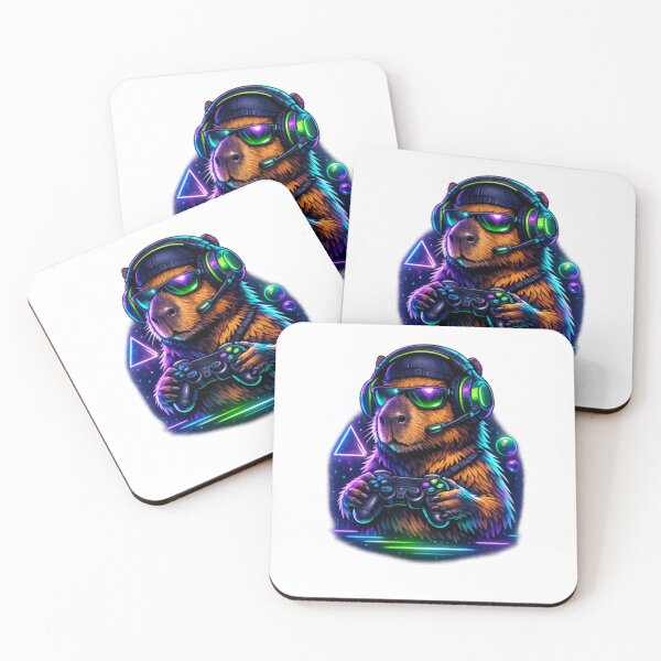 Item preview, Neon Gamer Capybara – Chill Gaming Aesthetic Design designed and sold by MartBook.