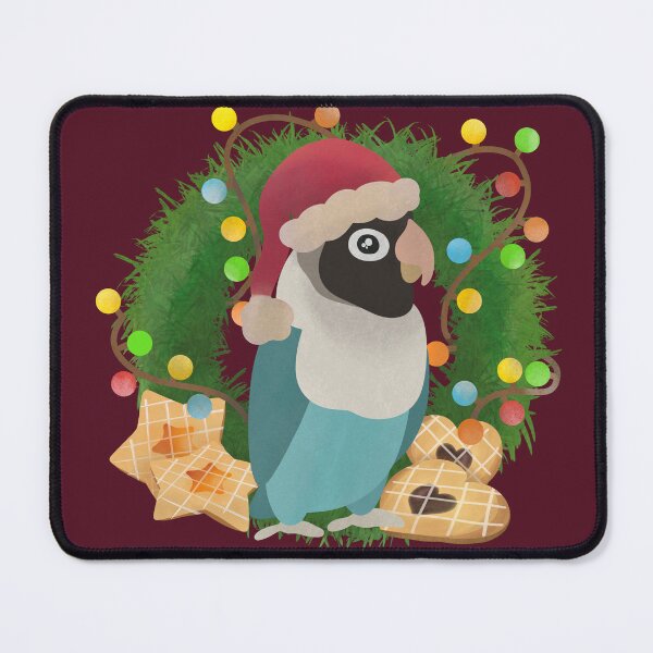 Item preview, Christmas Blue Masked Lovebird illustration designed and sold by FandomizedRose.