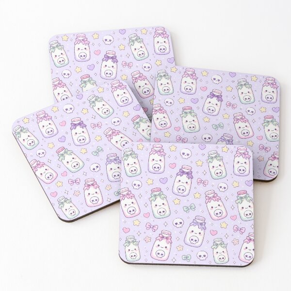 Item preview, Kawaii Skull Milk Bottle Pastel Pattern designed and sold by Soft Berry Studio.