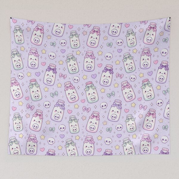 Item preview, Kawaii Skull Milk Bottle Pastel Pattern designed and sold by Soft Berry Studio.