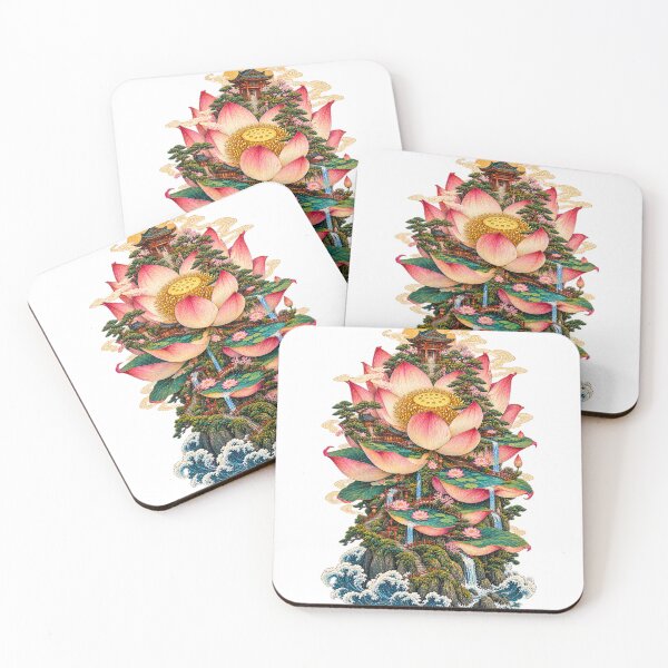 Item preview, The Island That Bloomed – Japanese Ukiyo-e Lotus Island designed and sold by Substance_life.