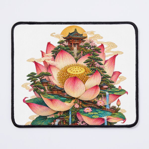 Item preview, The Island That Bloomed – Japanese Ukiyo-e Lotus Island designed and sold by Substance_life.