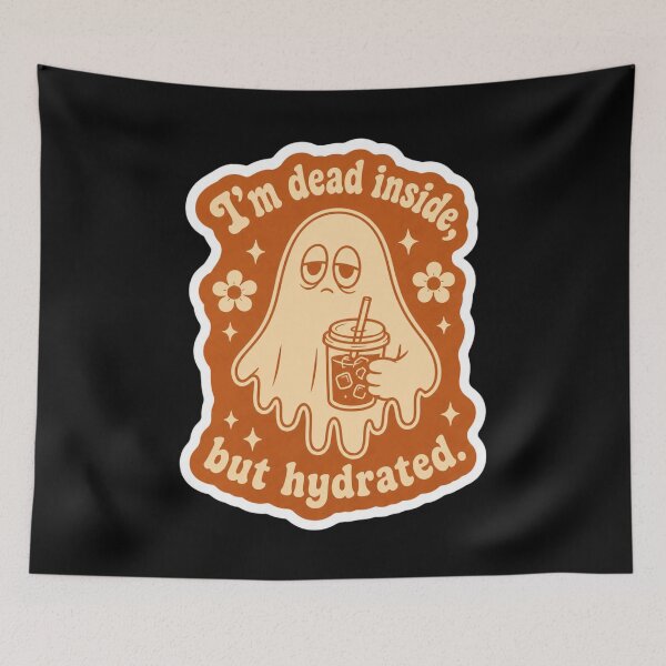 Item preview, Dead Inside But Hydrated | Funny Retro Coffee Ghost designed and sold by Vision Crafted.