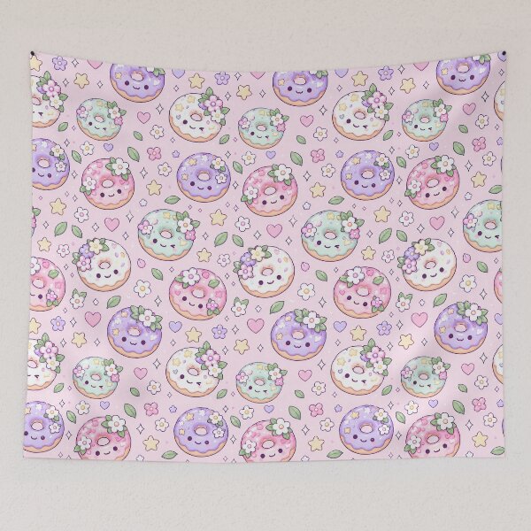 Item preview, Kawaii Magic Flower Donut Pastel Pattern designed and sold by Soft Berry Studio.