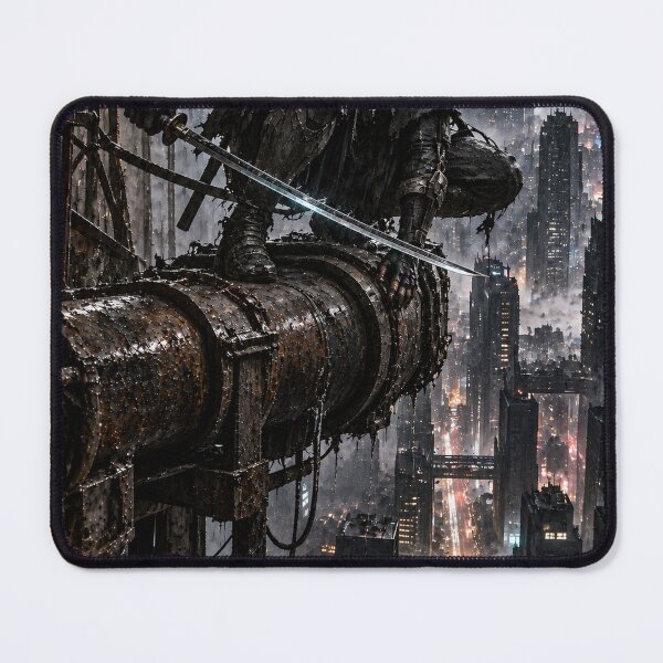 Item preview, Cyberpunk Sword Warrior Above a Rainy City designed and sold by MouradStudio.