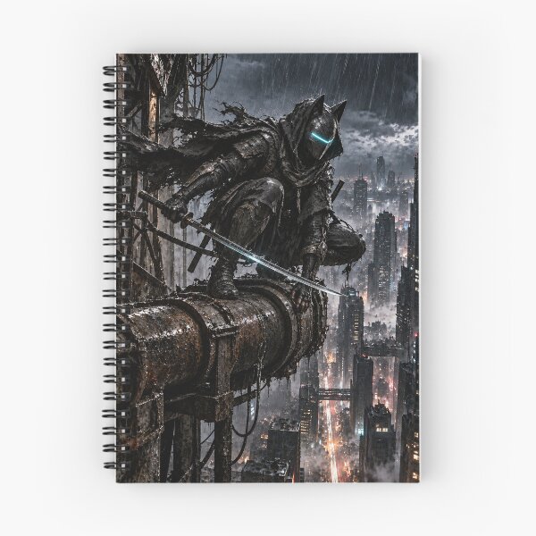 Item preview, Cyberpunk Sword Warrior Above a Rainy City designed and sold by MouradStudio.