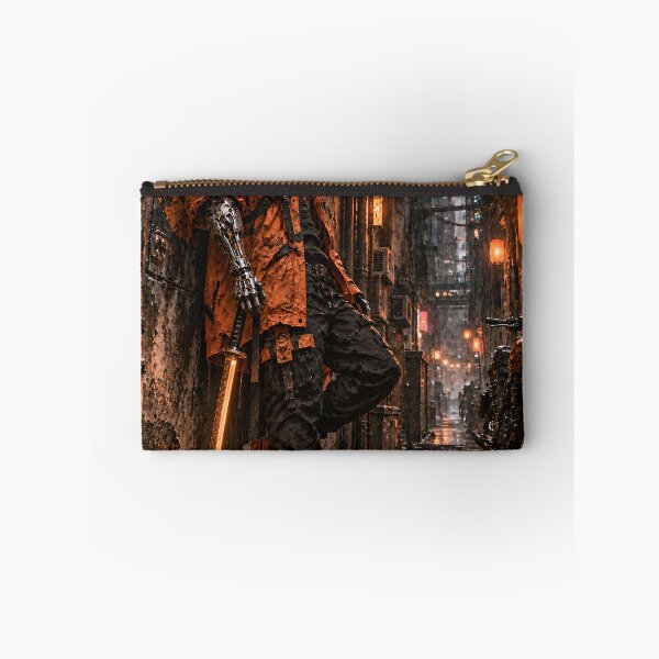 Item preview, Orange Cyberpunk Sword Bearer in a Rainy Alley designed and sold by MouradStudio.