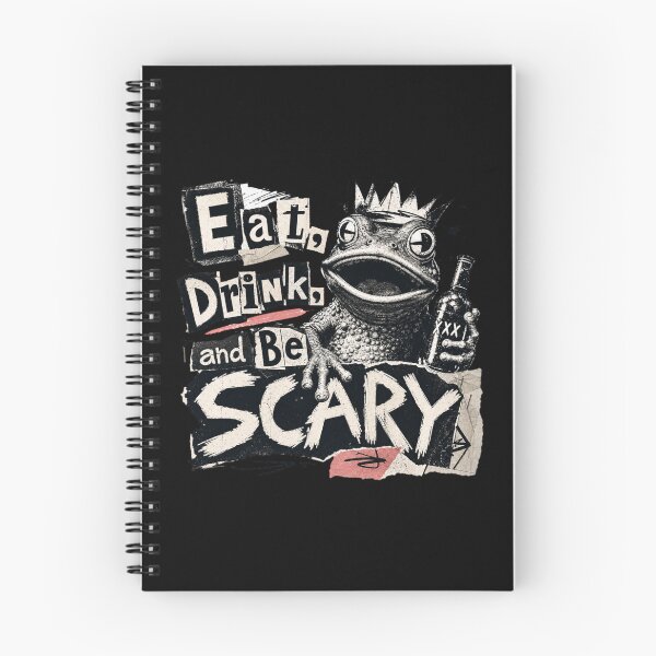 Item preview, Eat Drink And Be Scary King Frog Vintage Zine T-Shirt | Funny Halloween Beer Toad Crown Grunge Sketch Gift designed and sold by illeN-Art-World.