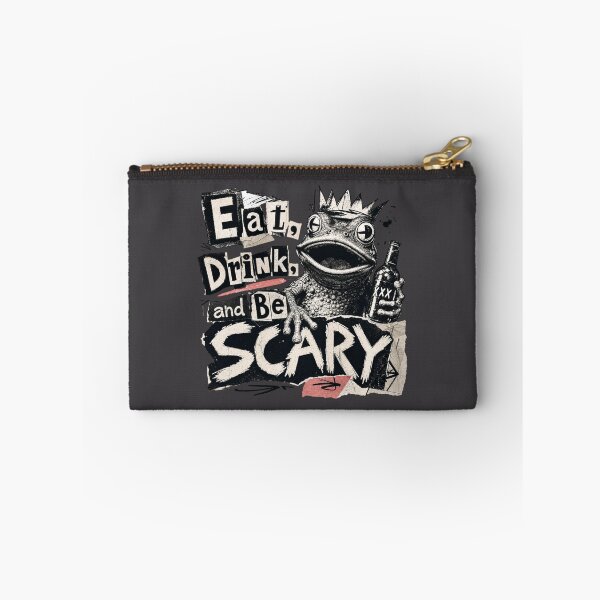 Item preview, Eat Drink And Be Scary King Frog Vintage Zine T-Shirt | Funny Halloween Beer Toad Crown Grunge Sketch Gift designed and sold by illeN-Art-World.