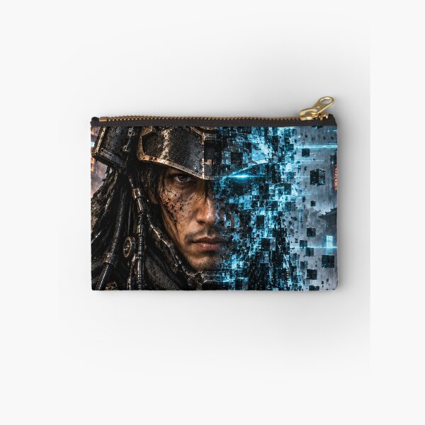Item preview, Cyber Samurai Portrait with Cyan Fragments designed and sold by MouradStudio.