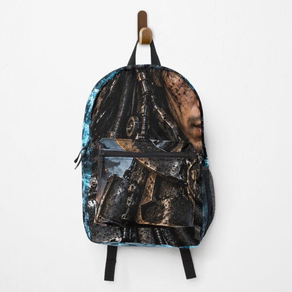 Item preview, Cyber Samurai Portrait with Cyan Fragments designed and sold by MouradStudio.