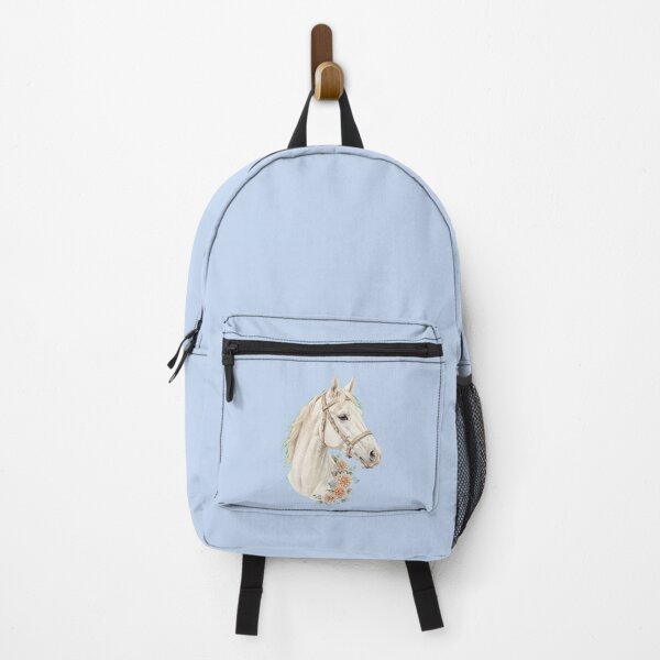Item preview, White Horse with Beige Halter Dahlias Floral Equestrian Art designed and sold by Vibe-Vary.