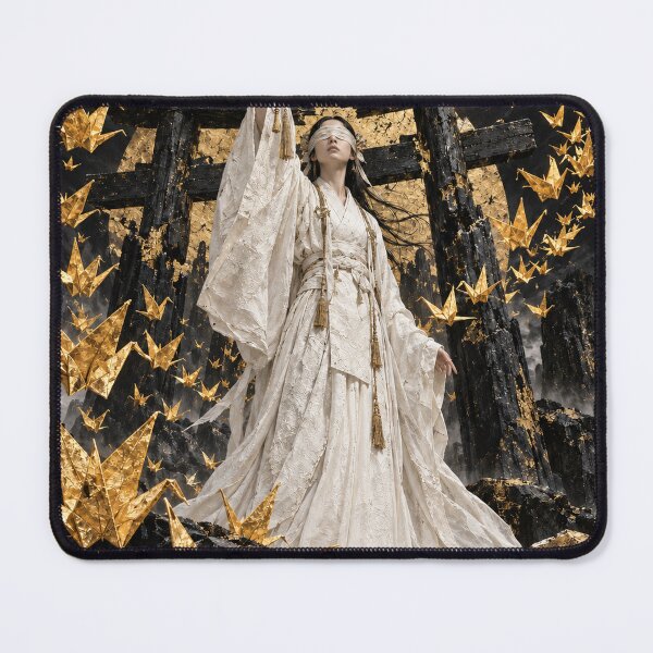 Item preview, Blindfolded Woman with Golden Paper Birds and Bells designed and sold by MouradStudio.