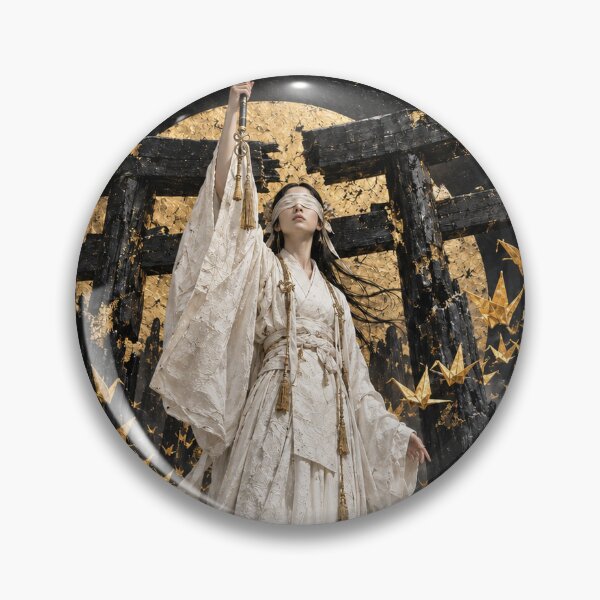 Artikelvorschau, Blindfolded Woman with Golden Paper Birds and Bells entworfen und verkauft von MouradStudio.